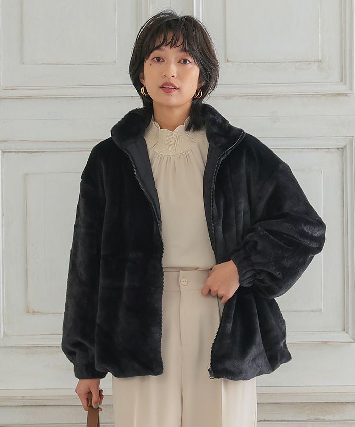 フェイクファースタンドカラーブルゾン 秋 冬 M | アクアガレージ