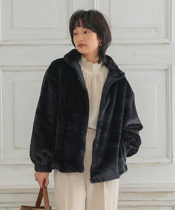 フェイクファースタンドカラーブルゾン 秋 冬 M | アクアガレージ