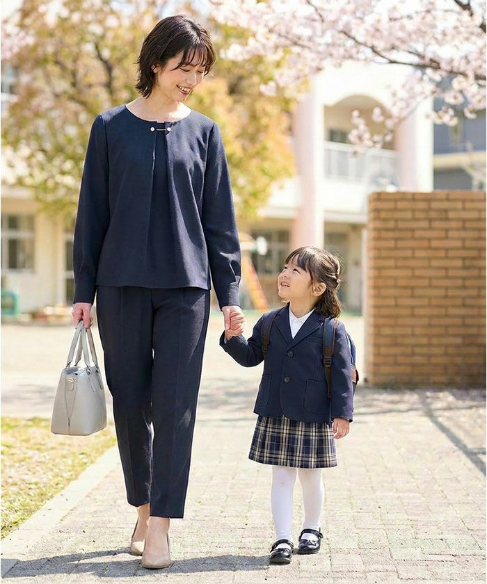 パール付きブラウスパンツセットアップ レディース 春 秋 長袖 M L