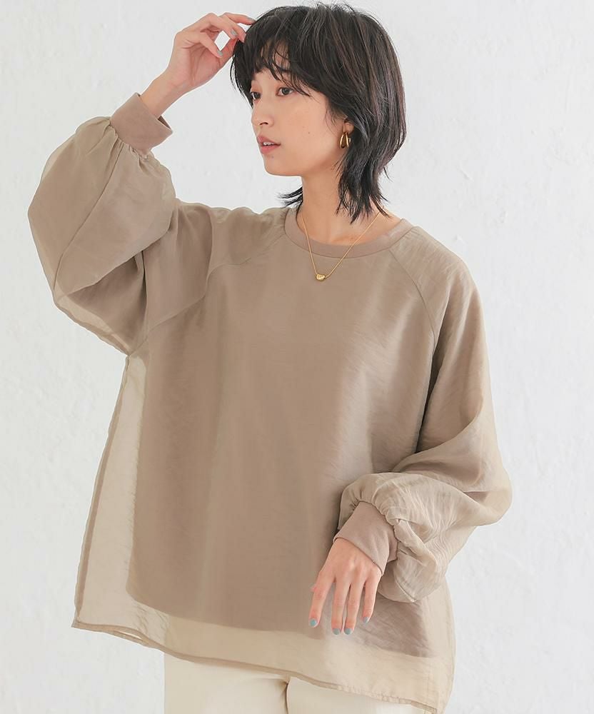 オーガンジーシアー長袖トップス レディース 春 秋 M ≪ゆうメール便