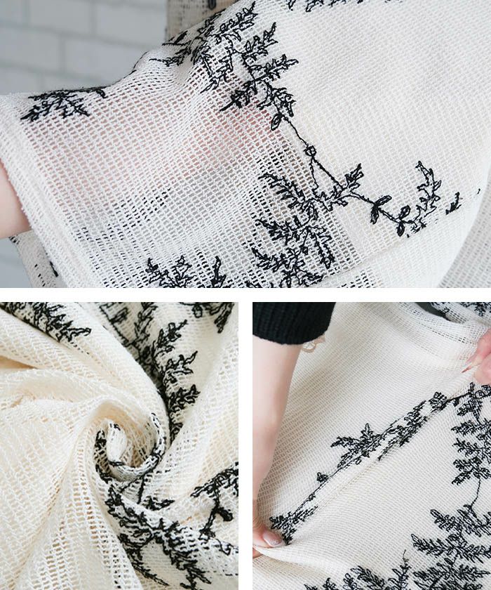 セットアップ可】花柄刺繍メッシュノースリーブトップス 春 夏 秋 M