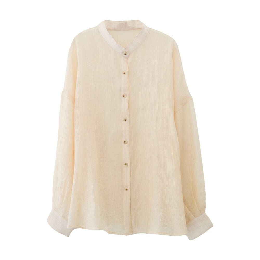 UVカットバンドカラーシアーシャツ レディース 春 秋 M ≪ゆうメール便