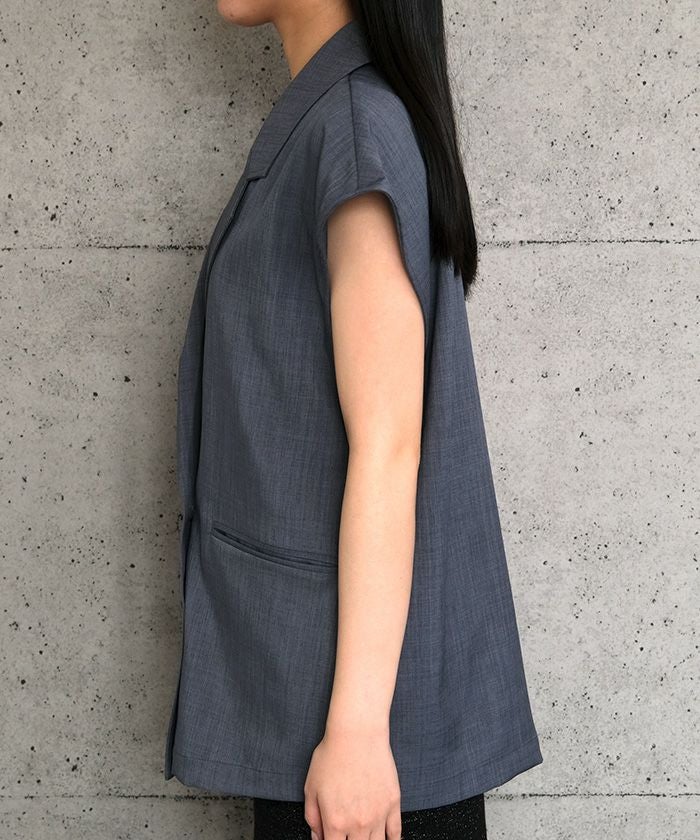 リネンライクダブルブレストベスト 春 夏 秋 M L | アクアガレージ