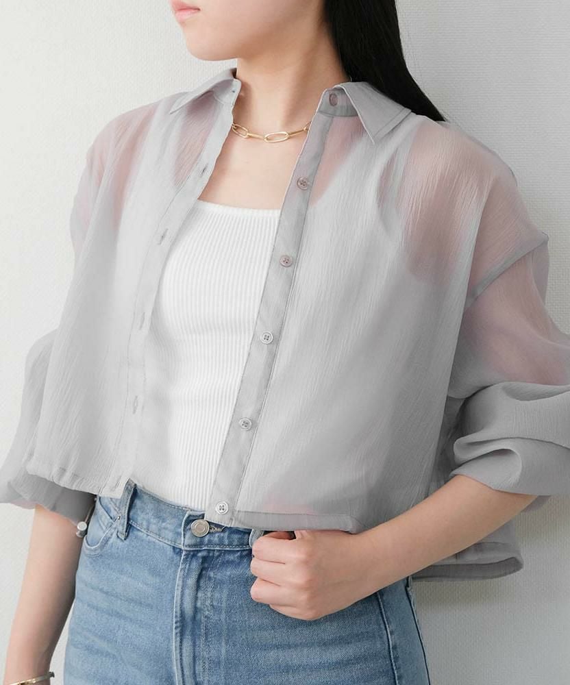 最終値下げ価格】裾ドロストシアーシャツ レディース 春 秋 冬 ≪ゆう