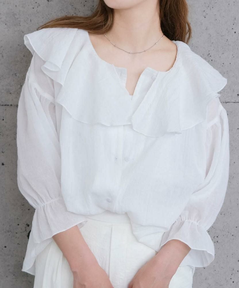 2wayラッフルフリル襟ブラウス 春 夏 秋 ≪ゆうメール便配送20・代引