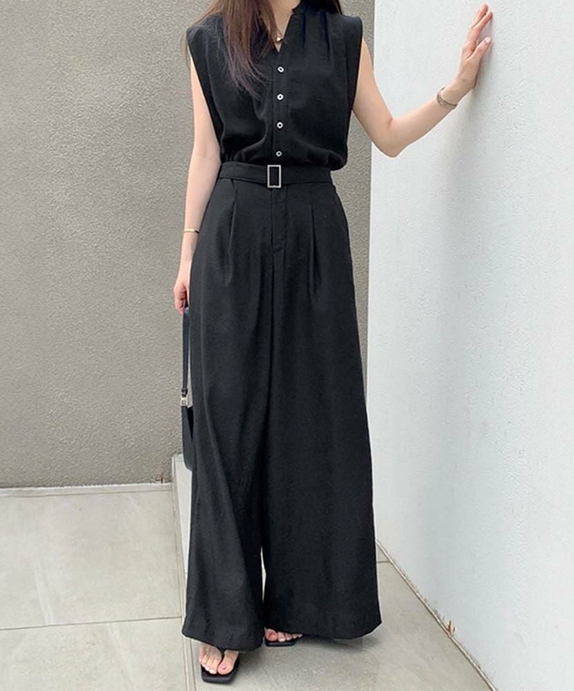 ワイドノースリーブセットアップ レディース 春 夏 秋 | アクア