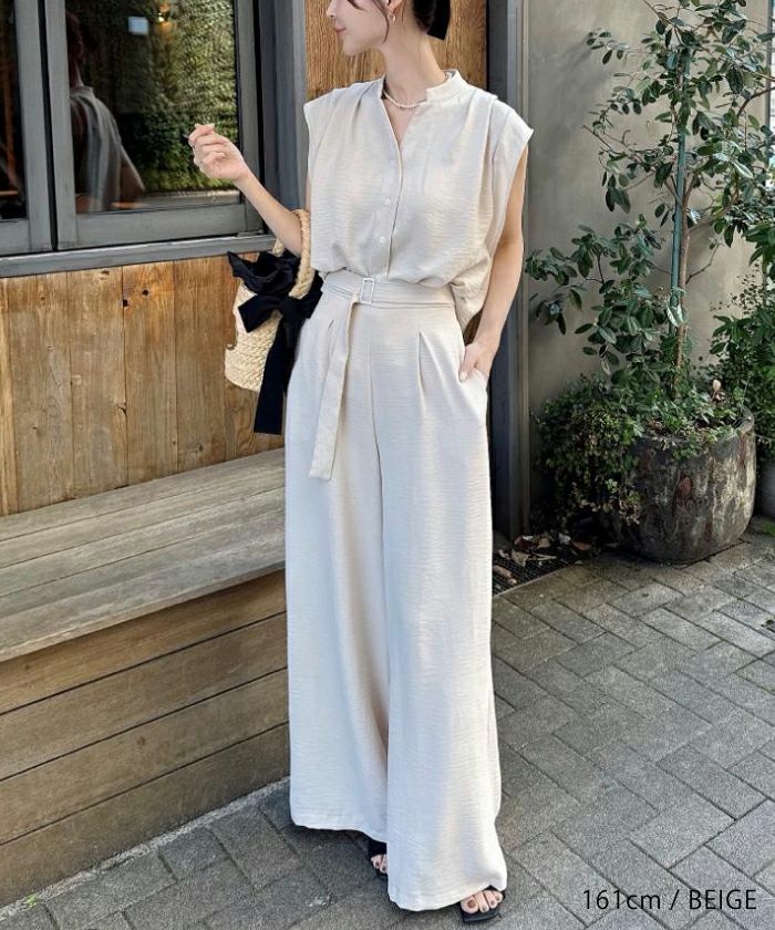 ワイドノースリーブセットアップ レディース 春 夏 秋 | アクア