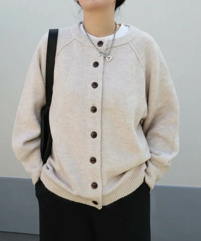 ドルマンスリーブニットカーディガン 秋 冬 M レディース | アクア