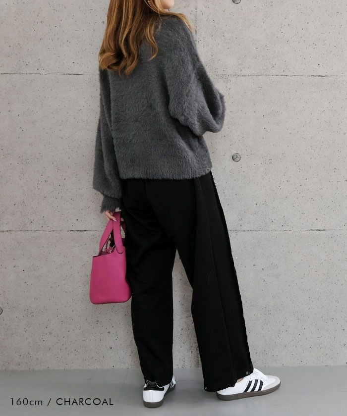 袖口スリットシャギーニットトップス 秋 冬 M レディース | アクア