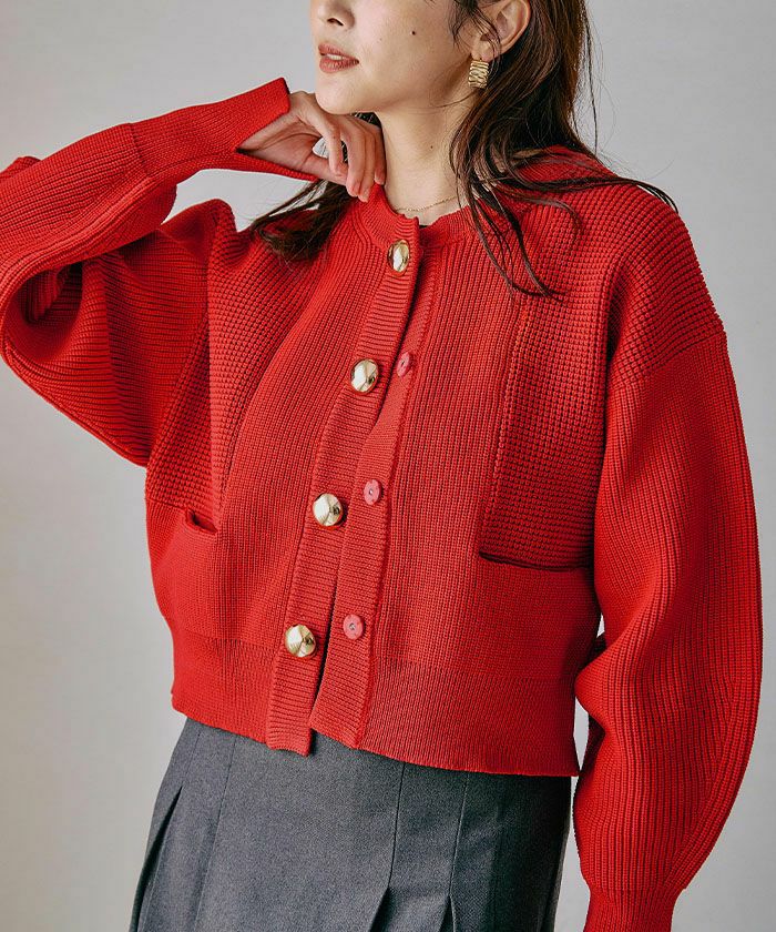 BIGボタンニットカーディガン 秋 冬 M レディース | アクアガレージ