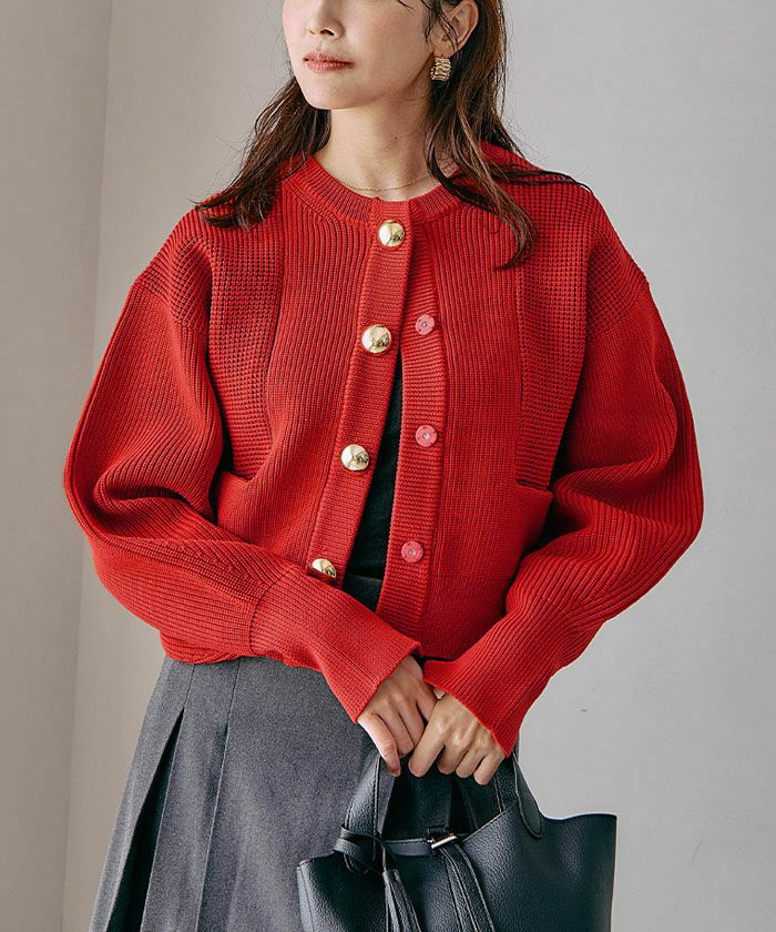 BIGボタンニットカーディガン 秋 冬 M レディース | アクアガレージ