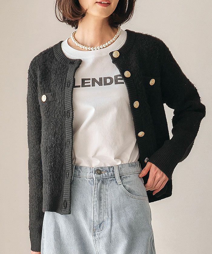 rene♡ 2019年タグ付♡ カメリア ボタン　ウール セーター René - rene♡ 2019年タグ付♡ カメリア ボタン ウール セーターの通販