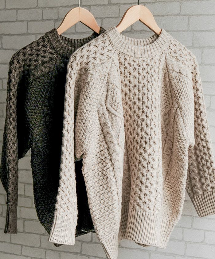 ケーブル編みニットトップス 秋 冬 M レディース | アクアガレージ