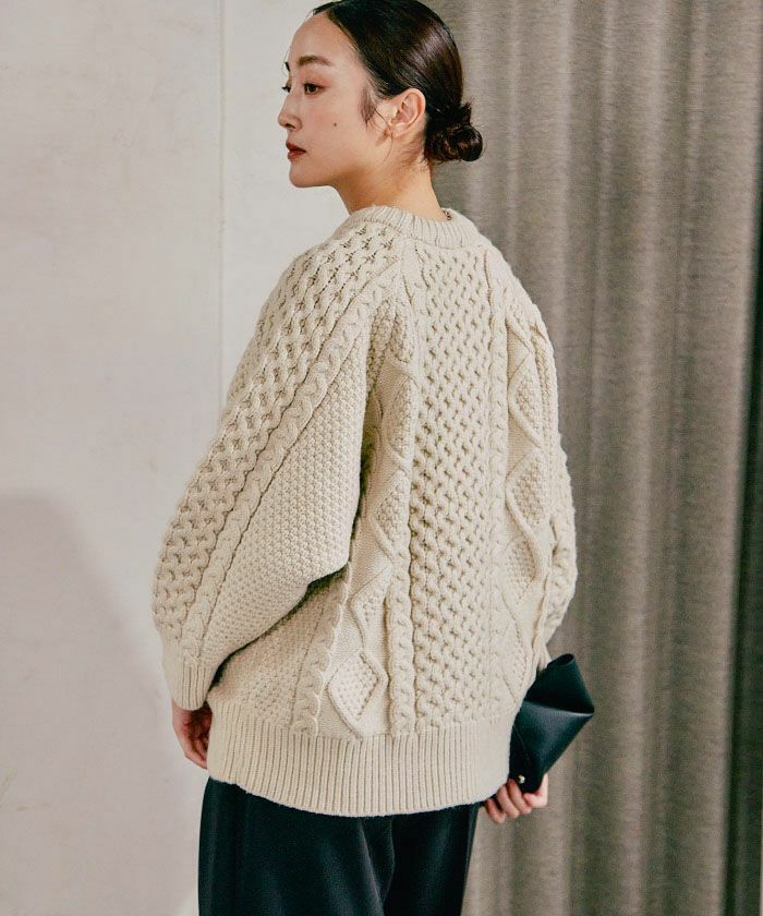 ケーブル編みニットトップス 秋 冬 M レディース | アクアガレージ