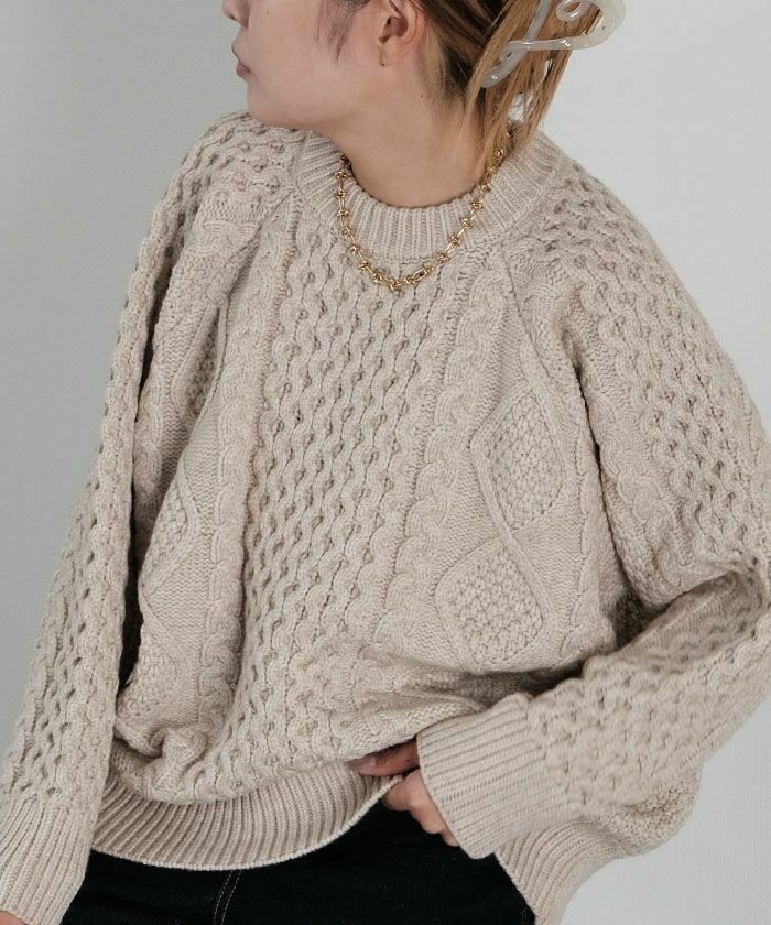 ケーブル編みニットトップス 秋 冬 M レディース | アクアガレージ