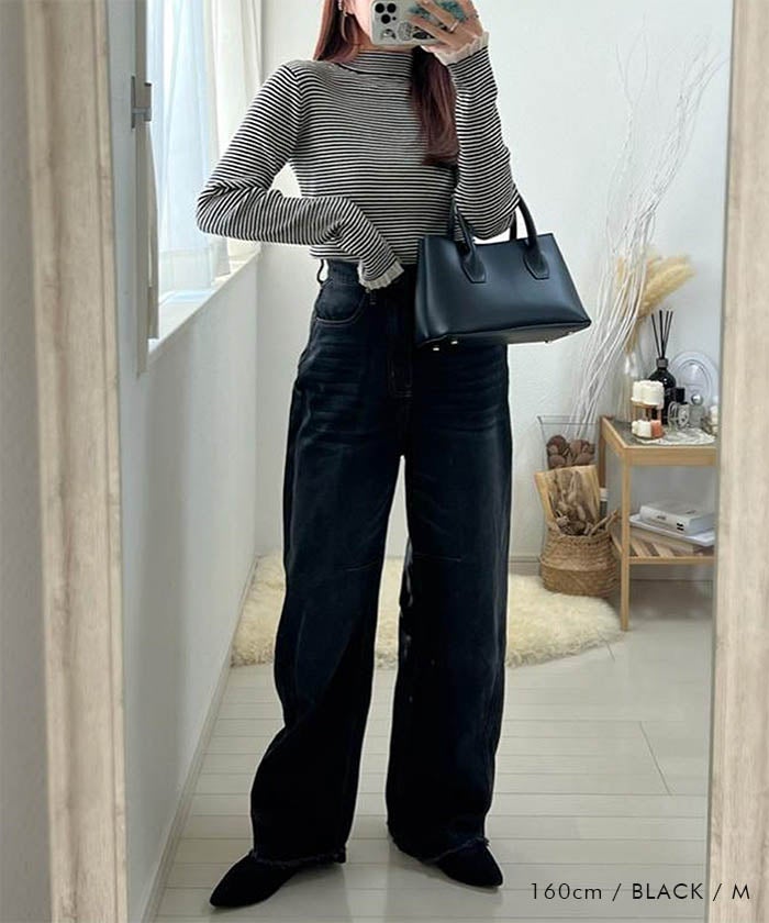 ブラック ワイドレッグデニム 未使用タグ付き ZARA ザラ 【新品未使用 