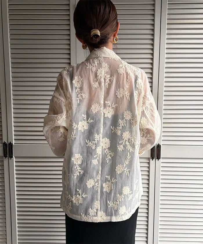 花柄刺繍テーラードジャケット ≪ゆうメール便配送20・代引不可