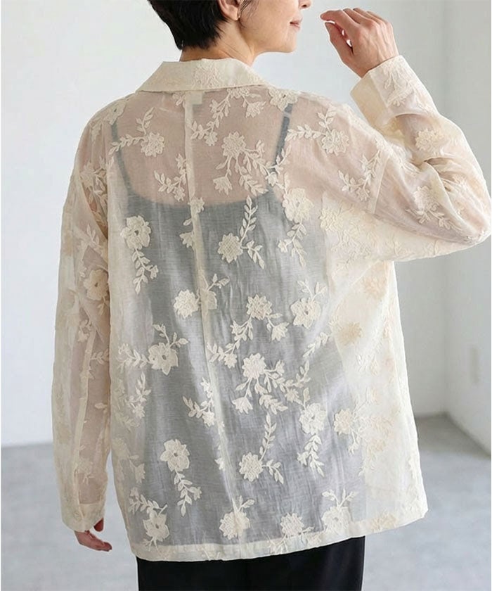 花柄刺繍テーラードジャケット ≪ゆうメール便配送20・代引不可