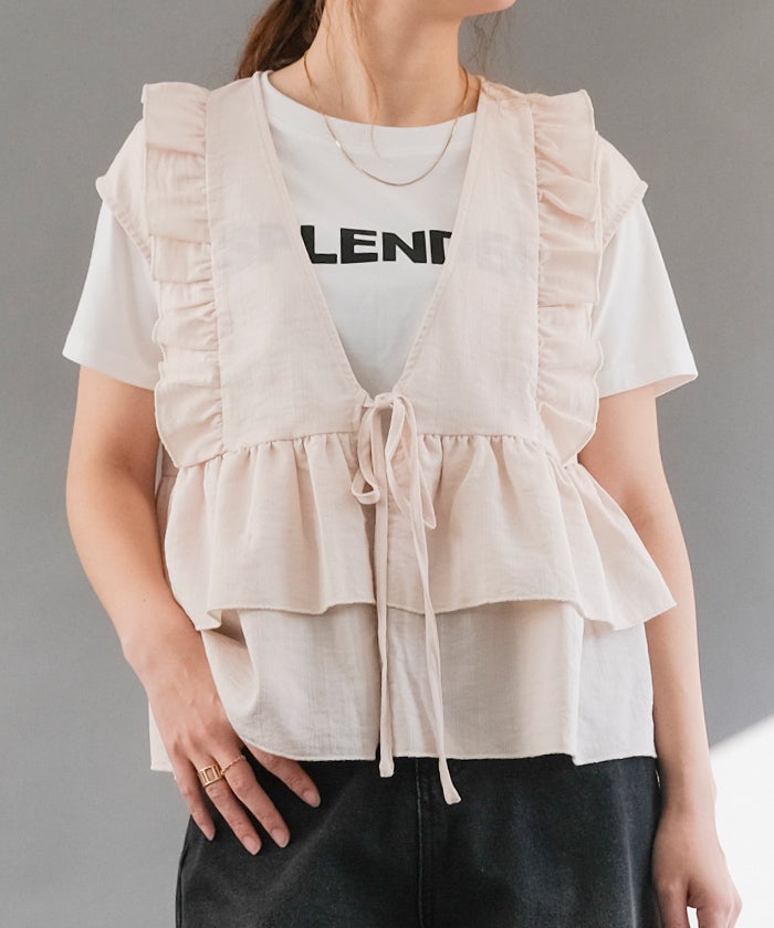 ✴︎新品未使用✴︎人気 cen. ティアードフリルベスト（ブラック） オールシーズン ティアードフリルベスト 春 夏 ≪ゆうメール便配送30・代引不可