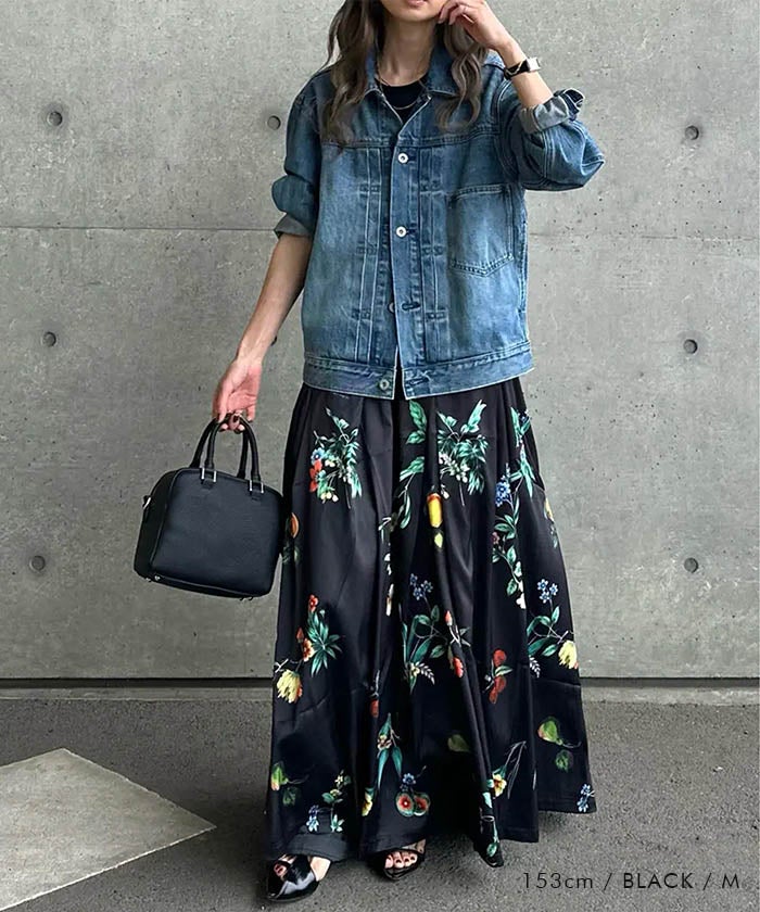 ボタニカル柄スカート 春 夏 秋 M L ≪ゆうメール便配送30・代引不可