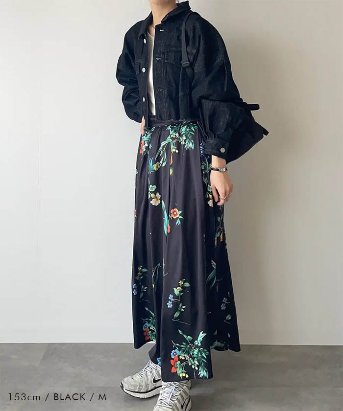 ボタニカル柄スカート 春 夏 秋 M L ≪ゆうメール便配送30・代引不可