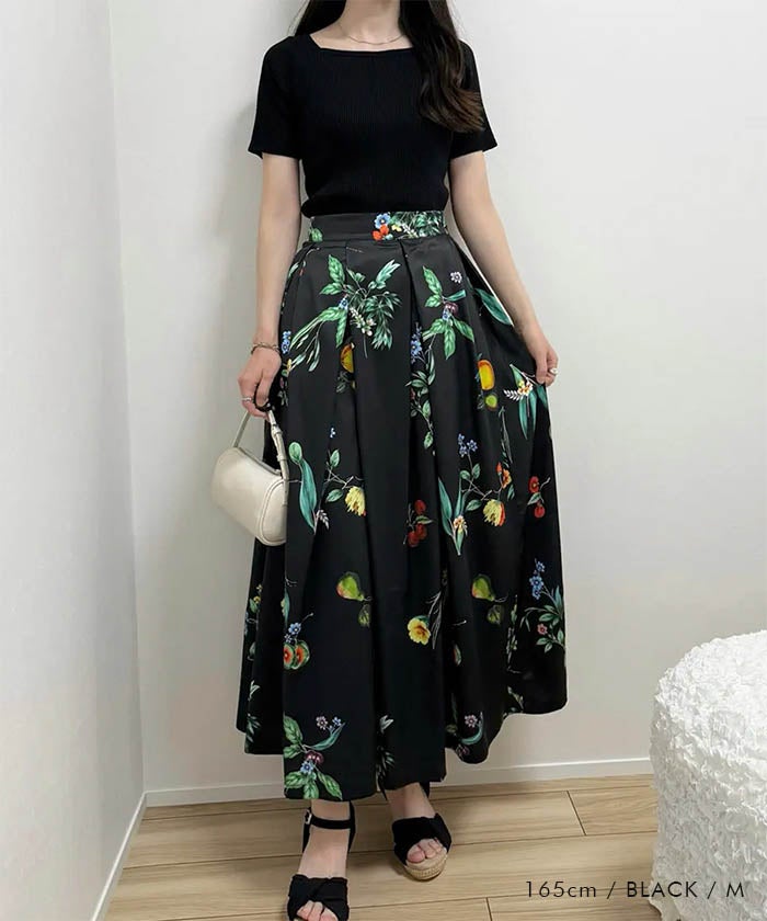 ボタニカル柄スカート 春 夏 秋 M L ≪ゆうメール便配送30・代引不可