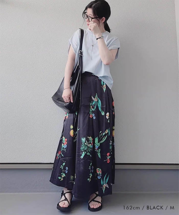 ボタニカル柄スカート 春 夏 秋 M L ≪ゆうメール便配送30・代引不可