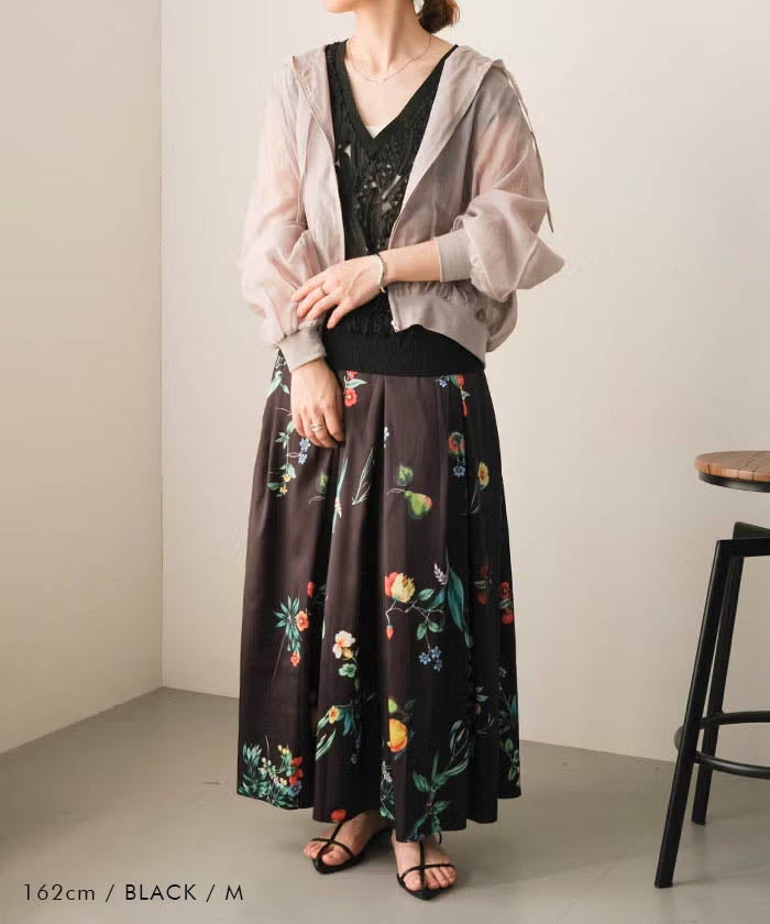 ボタニカル柄スカート 春 夏 秋 M L ≪ゆうメール便配送30・代引不可