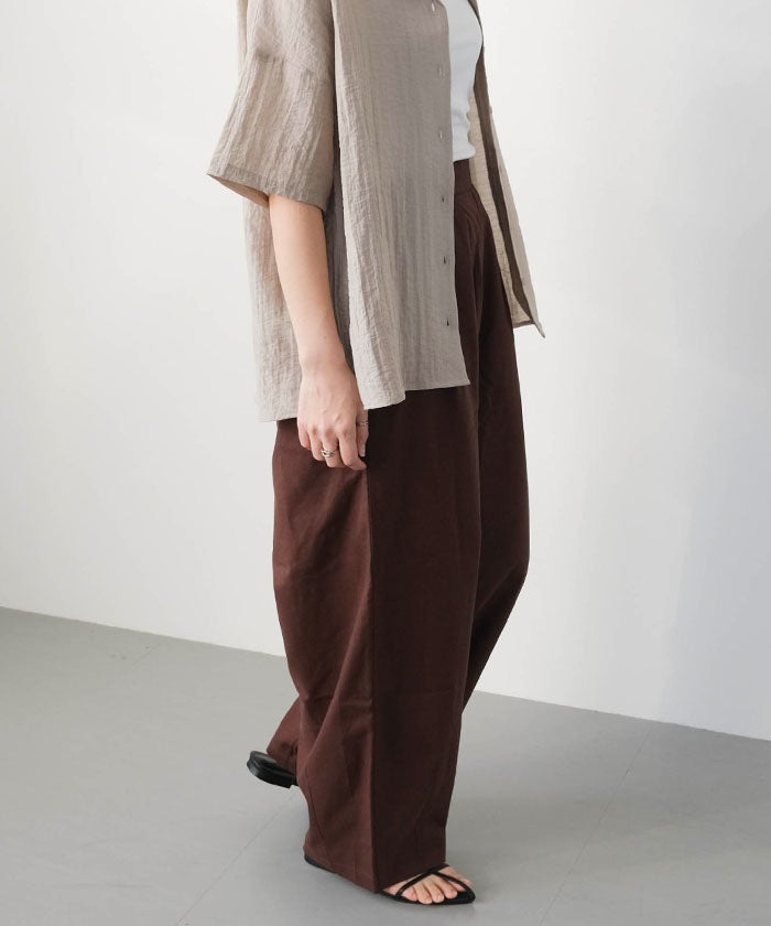 リネンブレンドバレルレッグパンツ 春 夏 秋 M L ≪ゆうメール便配送30