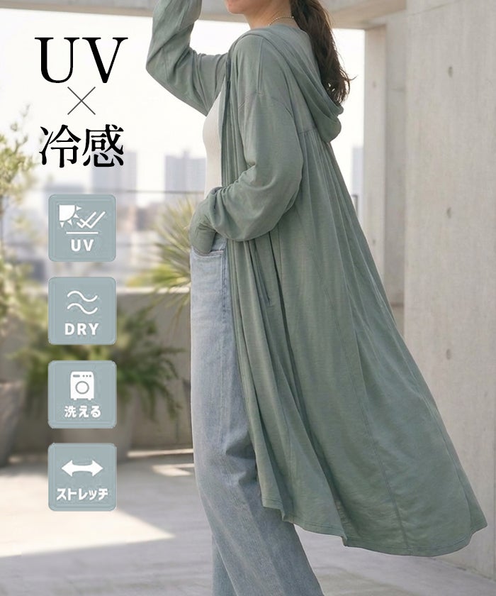 着るUV対策ロング丈パーカー 春 夏 秋 M L ≪ゆうメール便配送30・代引